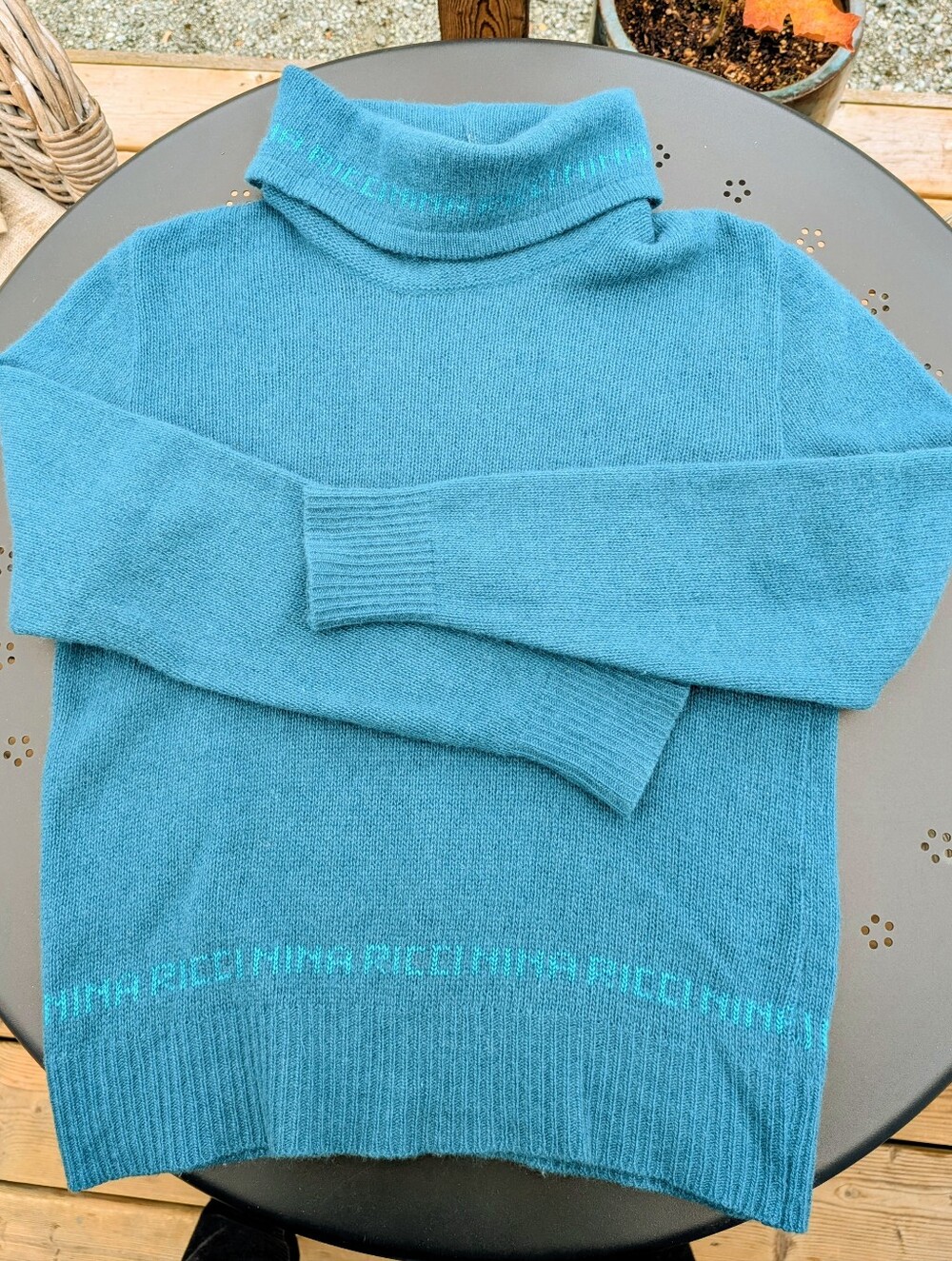 Vintage Teal Nina Ricci Roll Neck Sz Small